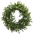 Nearly Natural 18 in. Eucalyptus Double Ring Wreath With Twig Base 4541
